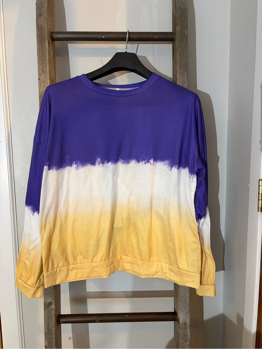 Ombre Crewneck Sweatshirt in Purple, White & Yellow